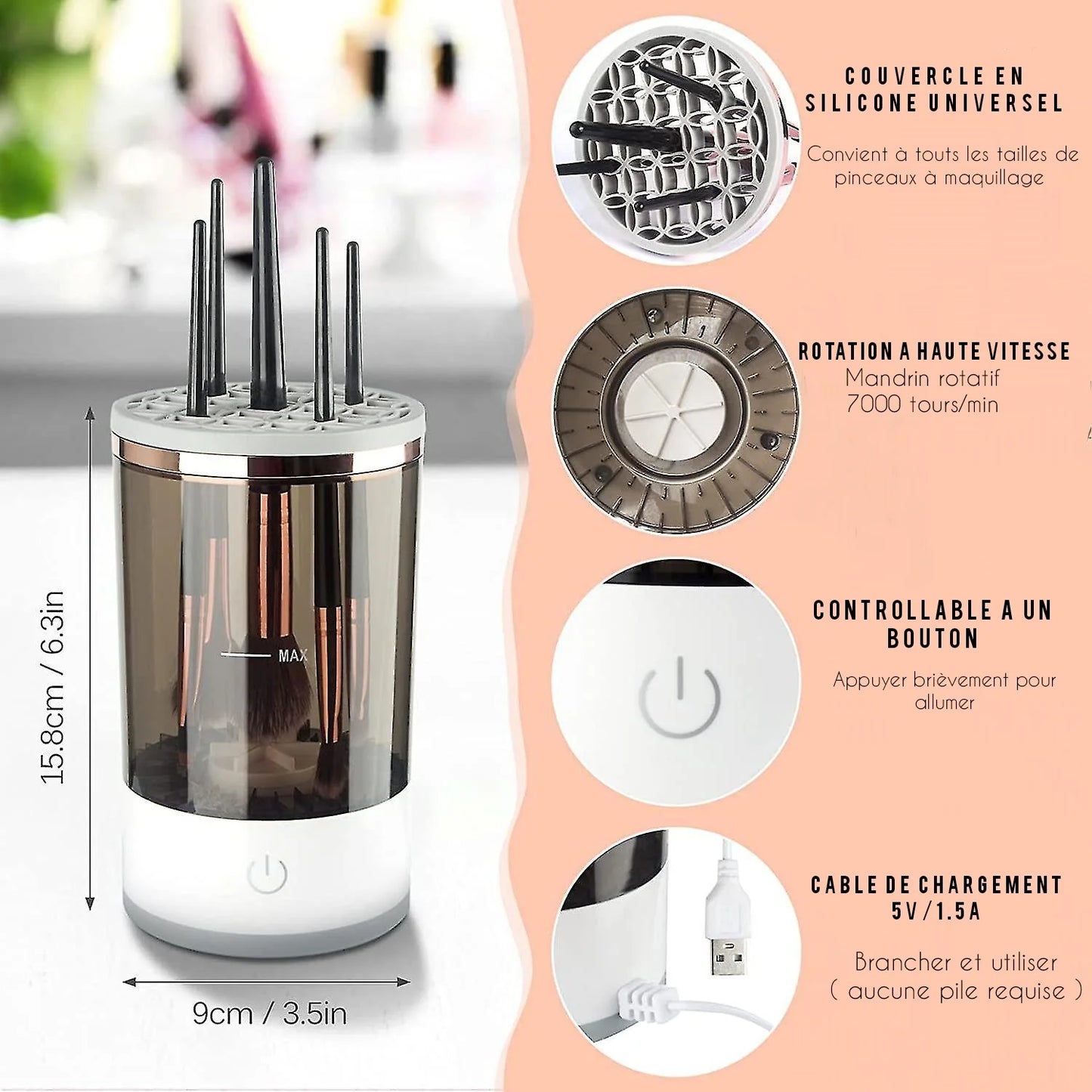 Nettoyeur de pinceaux de maquillage USB